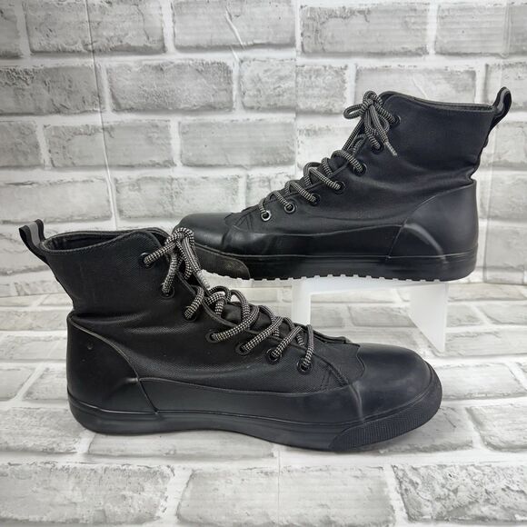 Hunter Unisex Dipped Canvas High-Top Sneakers Black Size M10/W12 - Picture 2 of 12